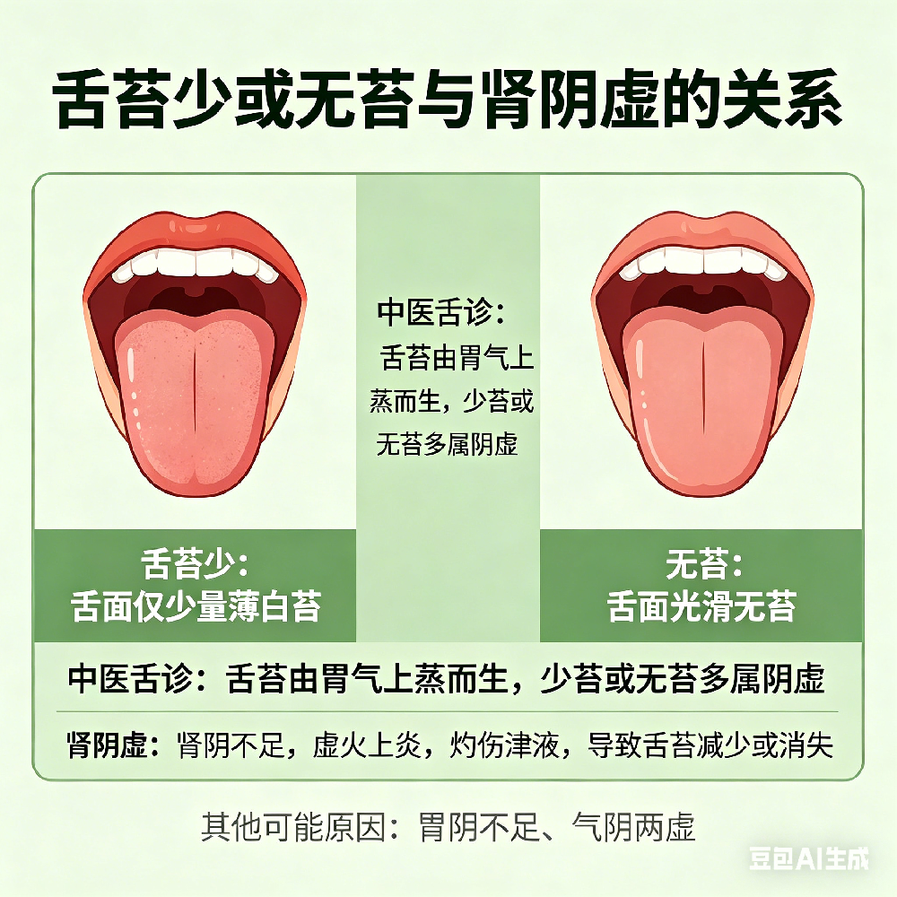 舌苔少或无苔是肾阴虚吗？
